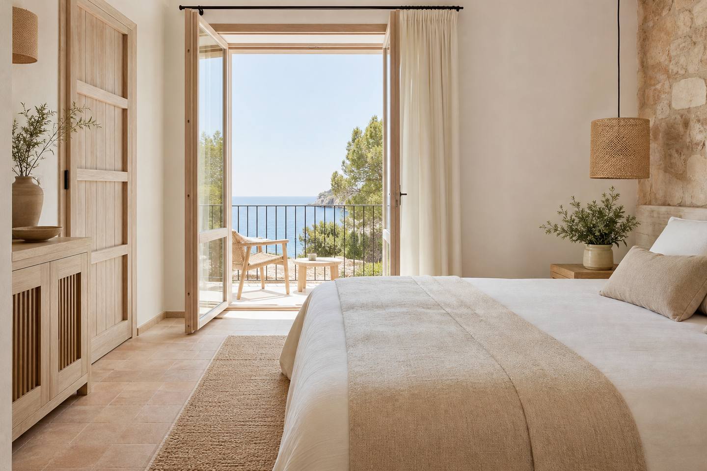 KI-generiertes redaktionelles Stimmungsbild eines mediterranen Hotelzimmers für den Hotelcheck des BE LIVE ADULTS ONLY MARIVENT in Cala Major