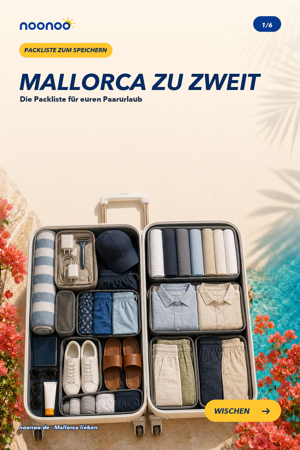 Mallorca zu zweit: die Packliste für Paare als noonoo Pinterest-Packliste