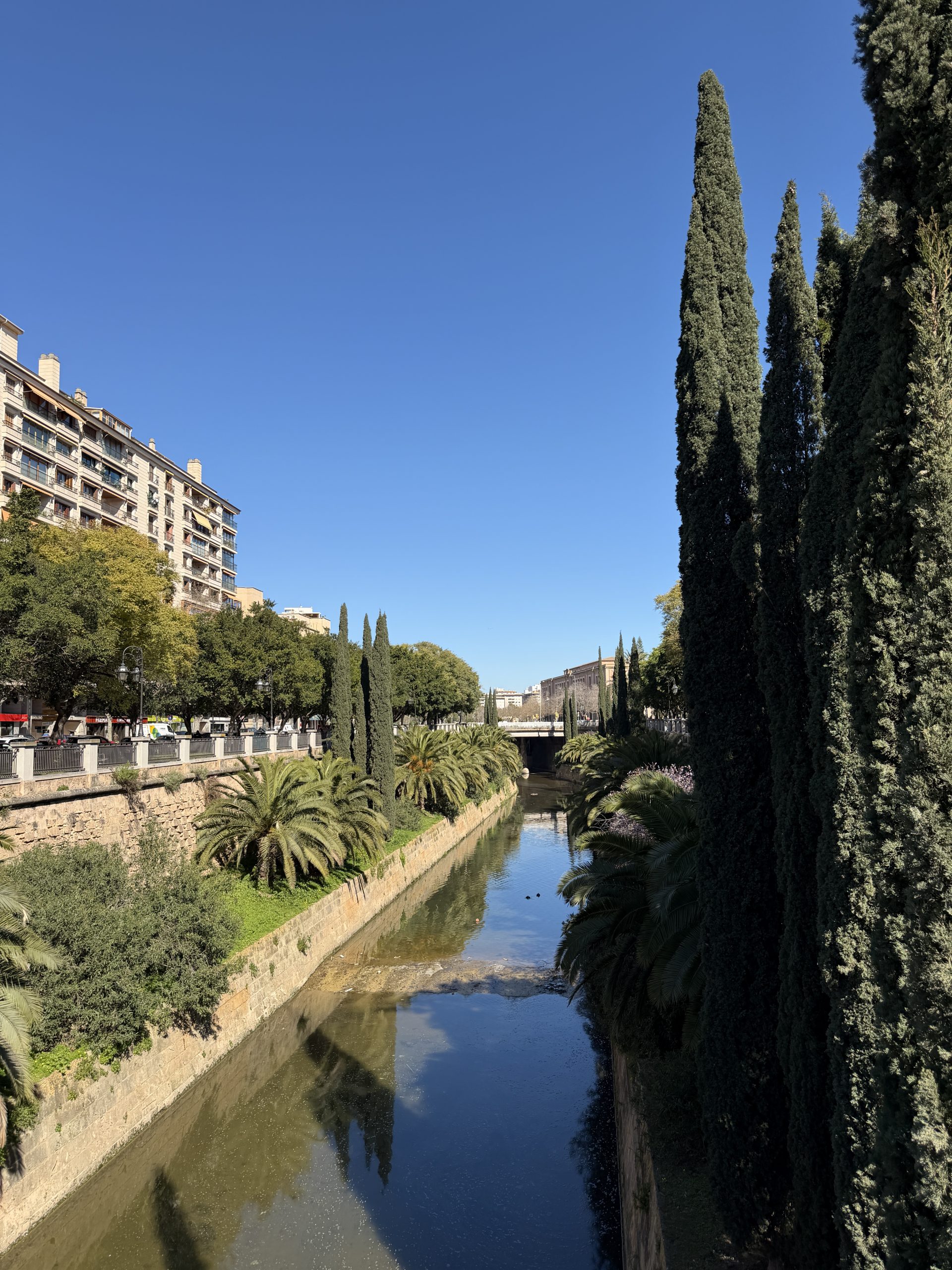 Grüne Parkanlage an der Stadtmauer von Palma