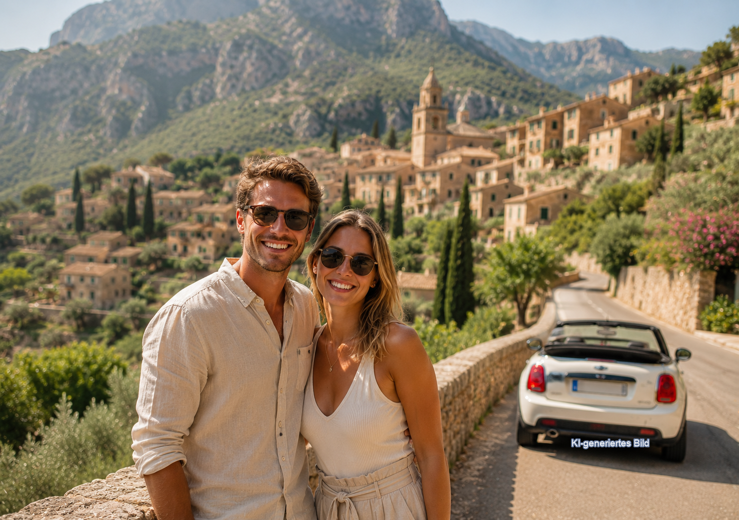 KI-generiertes Bild: Cabrio Tour auf Mallorca