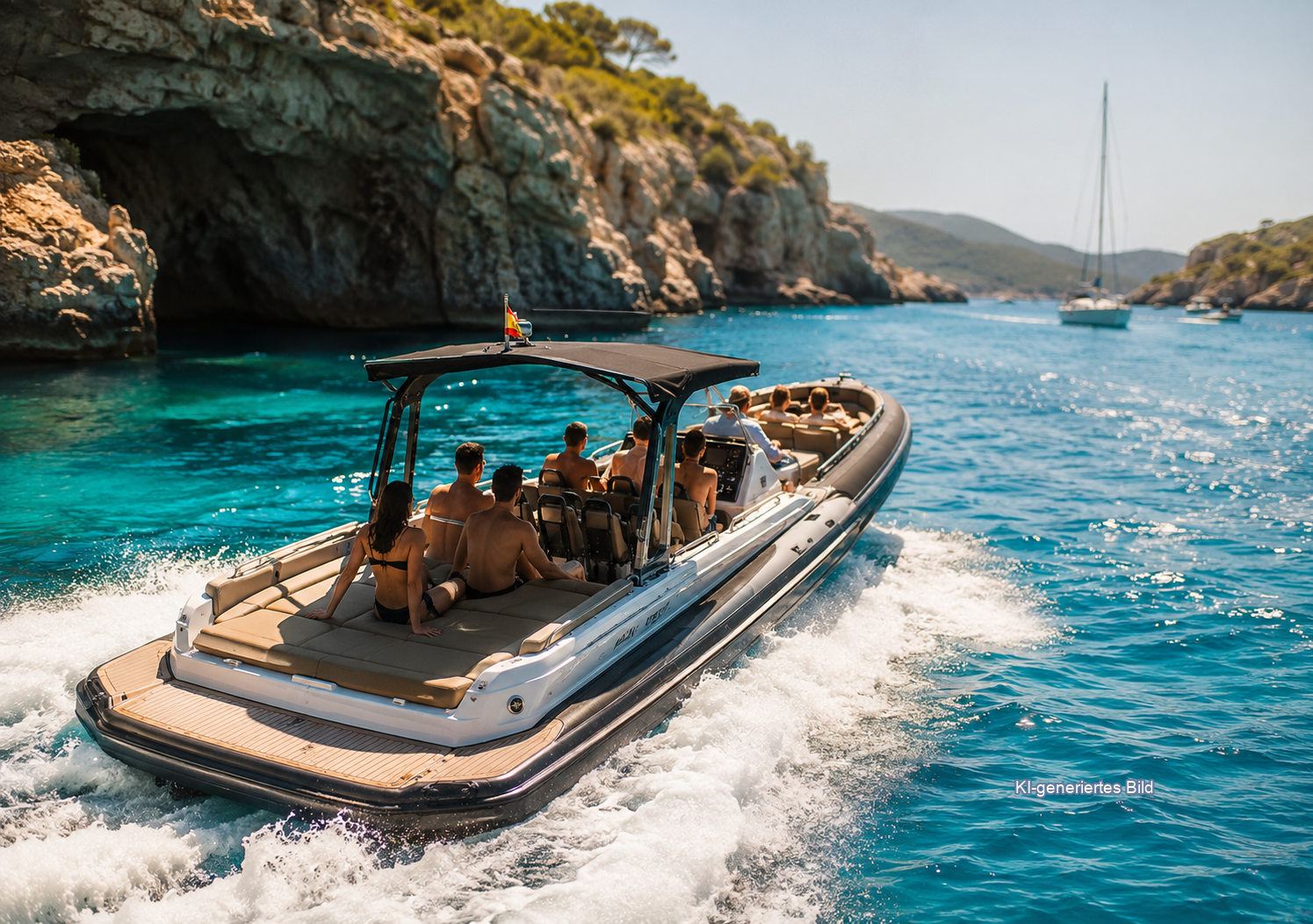 KI-generiertes Bild: Schnellboot Ausflug auf Mallorca